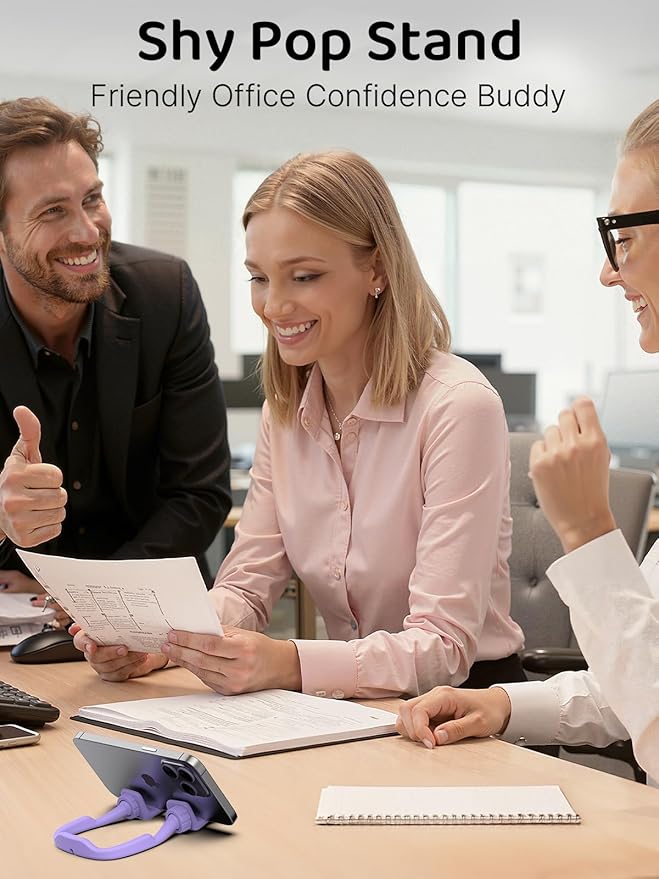 Stocking Stuffers for Teens Girls Boys Cell Phone Stand Patented Adjustable Shy Fingers Lazy Phone Holder for Desk Cool Gadgets Fun Gifts Ideas for Adults Women Gifts for Christmas (Purple)