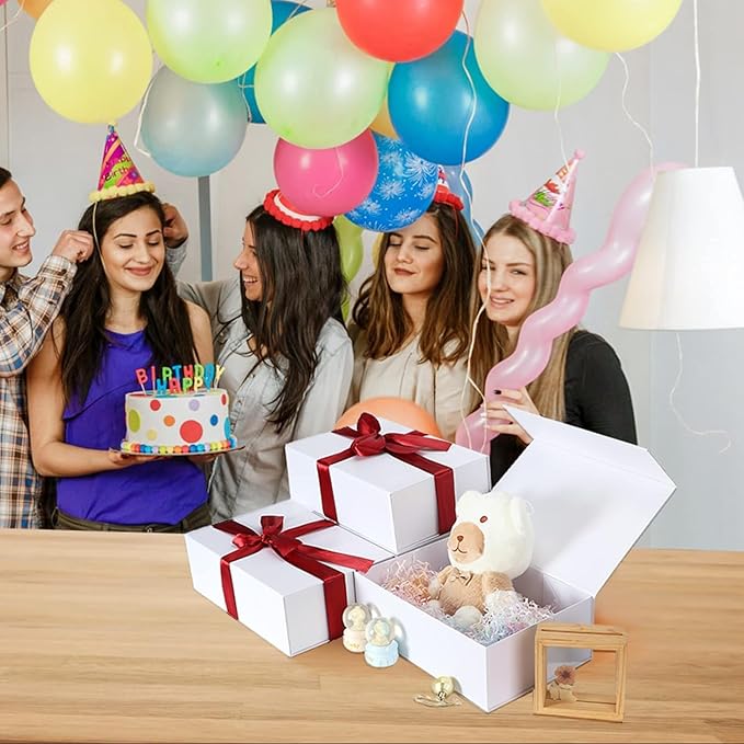 12x8x4 Inches Gift Box with Magnetic Closure Lid, White Magnetic Box for Wedding, Groomsmen Bridesmaid Proposal, Birthdays, Mother's Day, 1 Pack