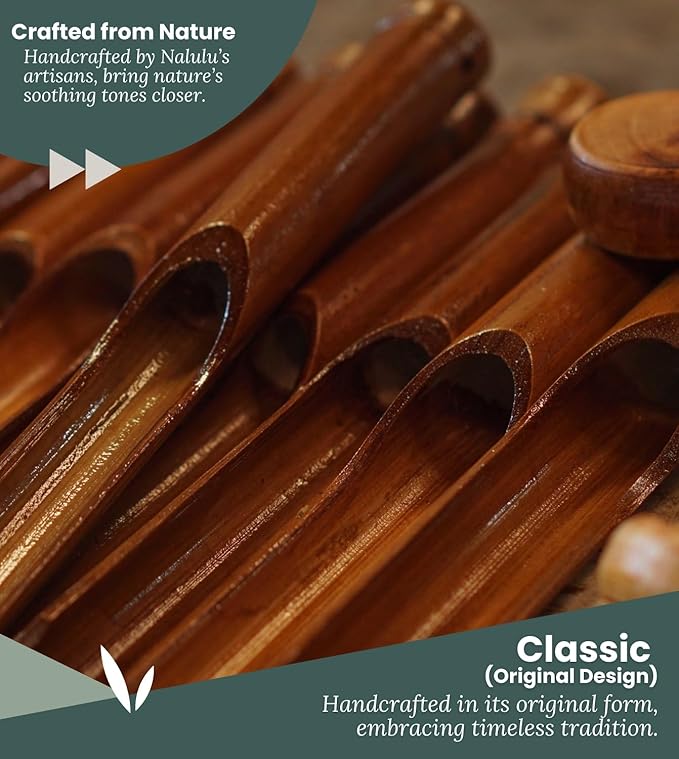 Classic Bamboo Wind Chimes - Outside Outdoor Wood Wooden Windchimes, Small, Handcrafted with Calming Deep Tones, Ideal Home Decor or Gift for Any Occasion