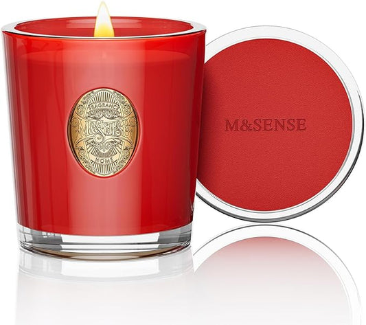 M&SENSE Natural Soy Candle| Cherry Tomatoes Red | 10.2 oz, 55H Burn | Luxury Scented Candle for Relaxation, Gifting, Home Décor | for Bedroom, Office, Party