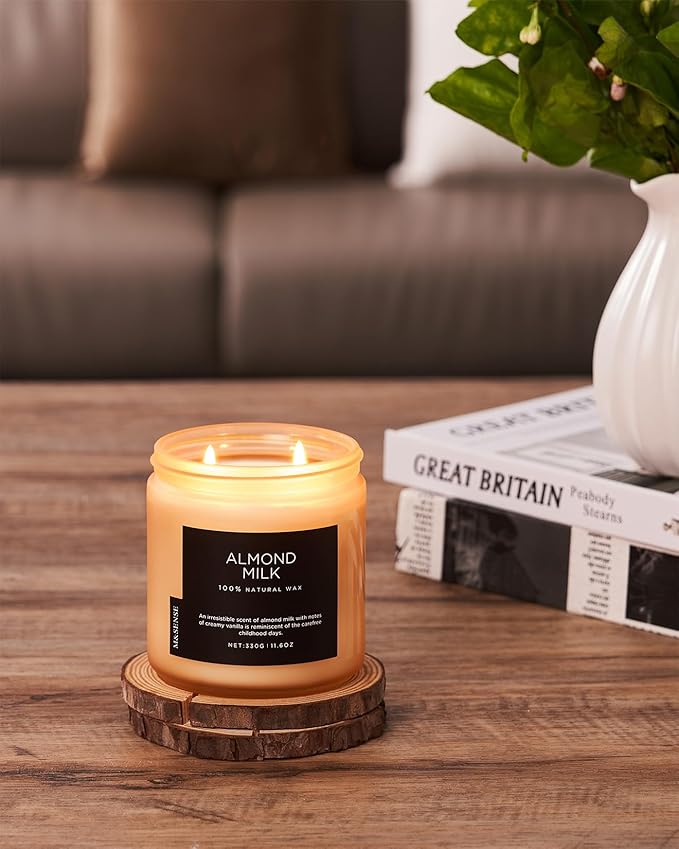 M&SENSE Creamy Vanilla Scented Candle, 11.6oz Clean Non Toxic Home Sweet Scent 70 Hours Burn Time Fragrance Candle for Women Teacher Friends, 2 Wick Natural Soy Wax for Home Decor