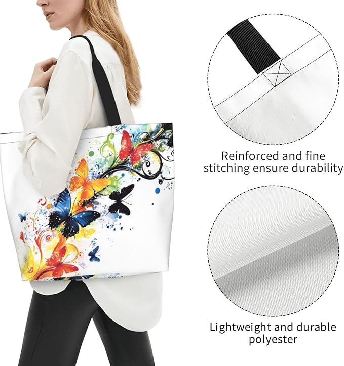 Tote Bag Shoulder Bags for Women Grocery Shopping Bag Reusable Bags Boho-Red Paisley 1