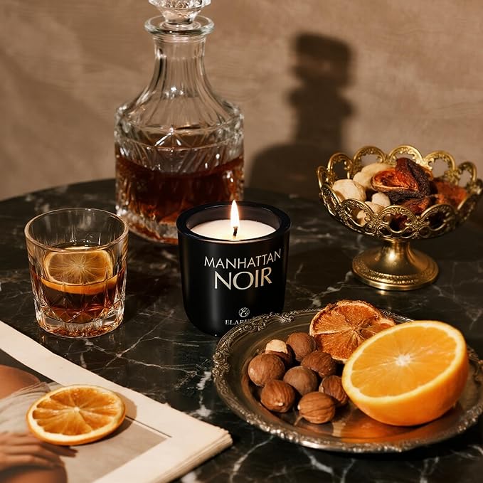 Elaralce Manhattan Noir Scented Candle | Luxury Soy Candles for Home | Gifts for Women | Fall Winter Room Decor
