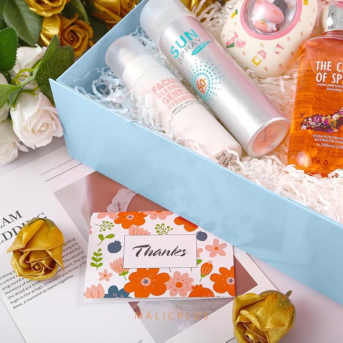 6 Large Gift Boxes with Lids 13.5x9x4.1 Inches, Blue Bridesmaid Proposal Gift Boxes with Magnetic Closure for All Occasion (Glossy Blue)