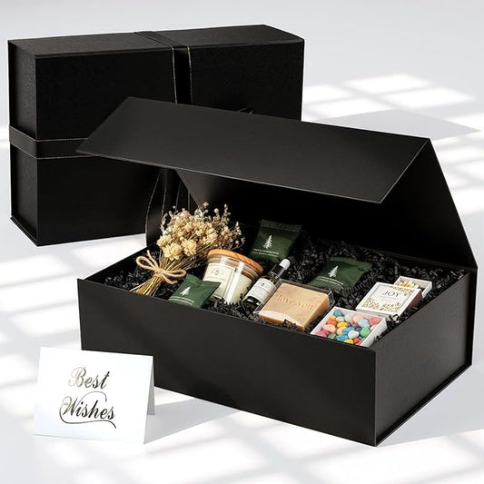 VGOODALL Black Gift Box, 14x8.7x4.3 Inches Large Gift Boxes with Magnetic Lids for Presents Anniversary Wedding Groomsman Proposal Birthday