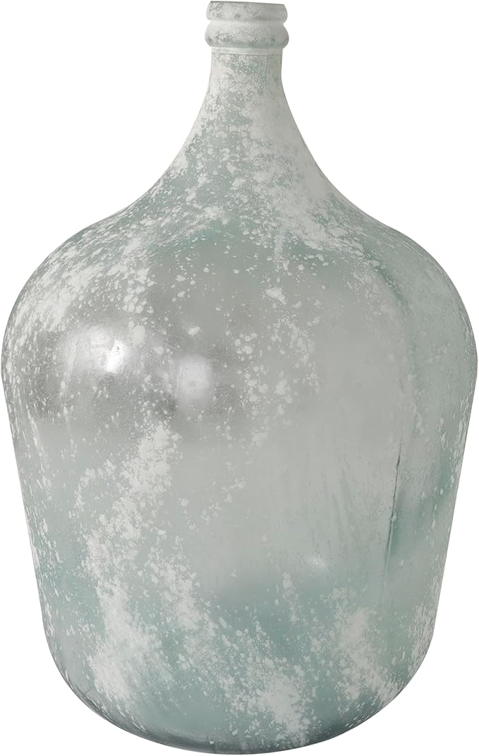 Deco 79 Recycled Glass Handmade Decorative Vase Frosted Spanish Bottle Centerpiece Vase, Flower Vase for Home Decoration 14" x 14" x 22", Clear