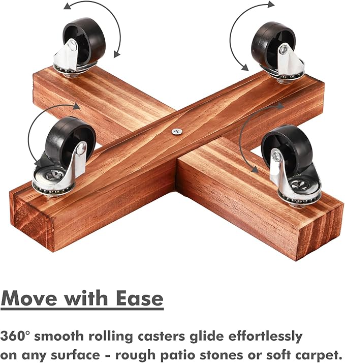 Wooden Plant Caddy with Wheels 12 Inch Rolling Plant Stand on Wheels Heavy Duty Plant Dolly for Large Plants Plant Roller with Wheels Planter Wheels Base Indoor & Outdoor, Pine