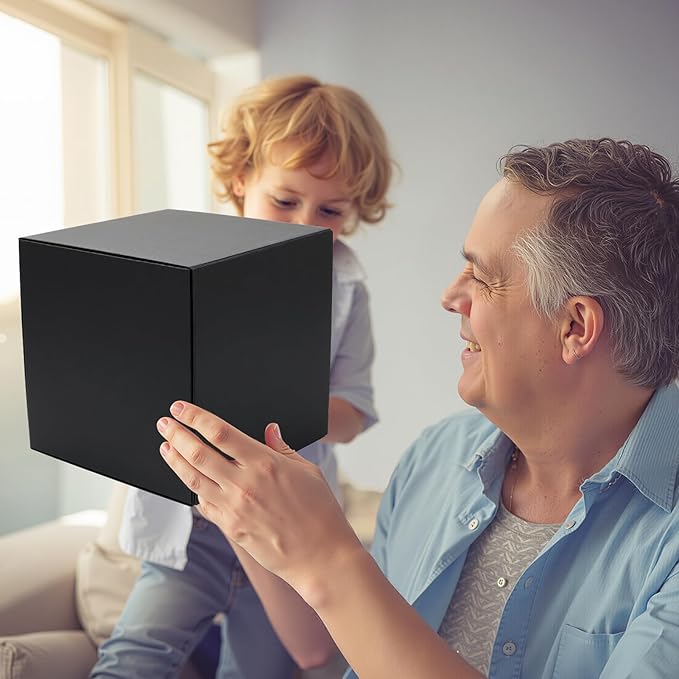 Ditwis 4 Pack 8x8x8 Inches Gift Boxes with Magnetic Closure Lids, Black Magnetic Box for Wedding, Groomsmen Bridesmaid Proposal, Birthdays, Mother's Day