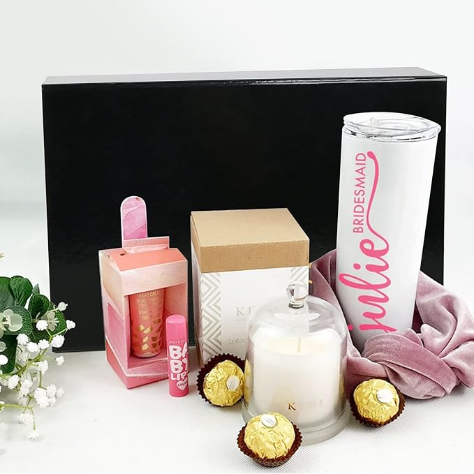 Aimyoo Medium Black Collapsible Gift Box with Magnetic Closure Lids 10.5x7x3 in, Bridesmaid Groomsman Proposal Boxes, Rectangle Present Box for Graduation Birthday Storage (1 Pack)