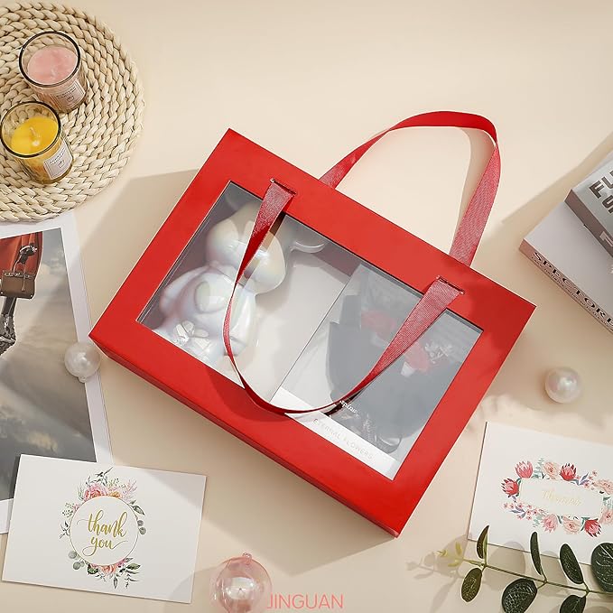 5 Pack Gift Boxes with Windows, Clear Magnetic Gift Boxes for Presents, Bridesmaid Proposal Boxes (11x8x3.2 Inches)