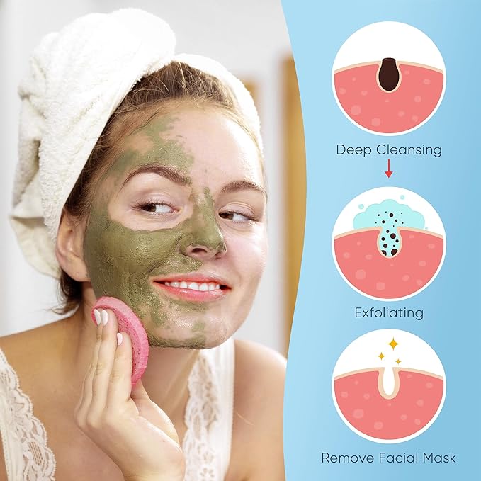 GAINWELL 50-Colored Natural Compressed Facial Sponges, for Facial Cleansing, Reusable & Eco-Friendly, 50 PCS