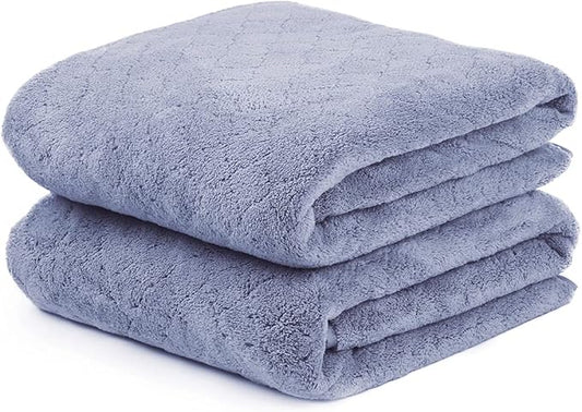 JML Microfiber Bath Towels, Ultra Soft, Super Absorbent, Fast Drying, No Fading, Large Body Towel Set for Shower, Gym, Suana, Sport, Travel, Fitness, SPA,Yoga (Coral Fleece Blue, 30 in x 60 in)