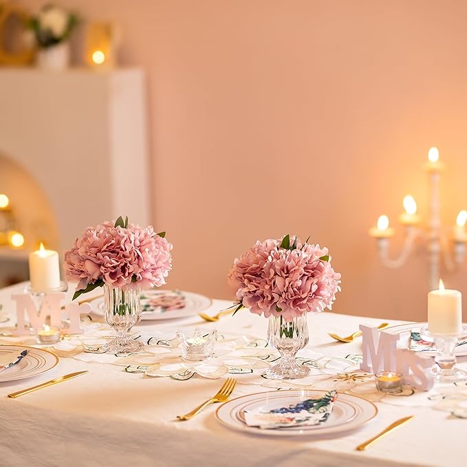 Glasseam Glass Vases for Decor, Small Compote Vase Set of 3, Ribbed Flower Vases for Centerpieces, Fluted Clear Crystal Pedestal Vase for Wedding Table Decorations, 5.7in