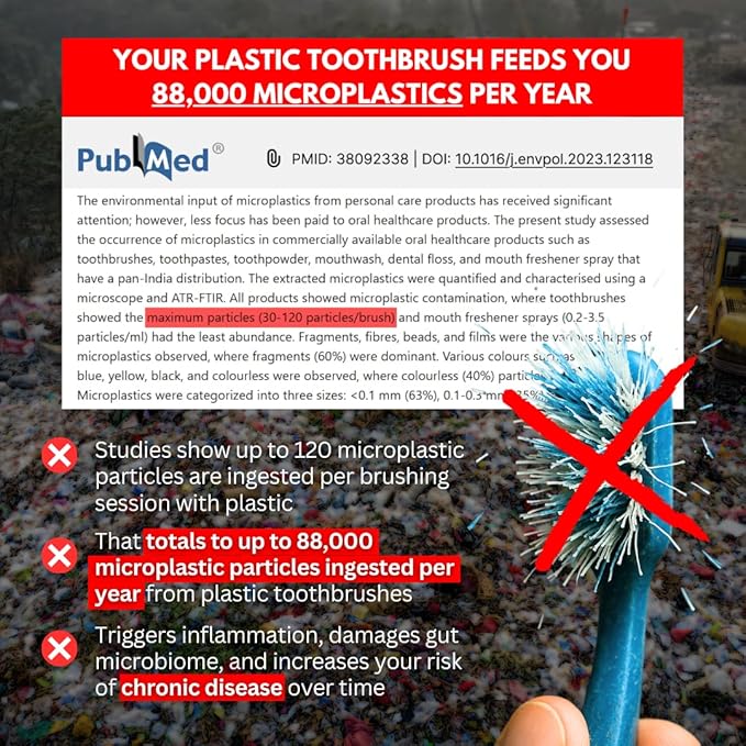 PRIMALS Boar Bristle & Bamboo Toothbrush (4-Pack) - Premium Boar Bristles - Fully Biodegradable - Plastic & Nylon Free - Quick Dry Design