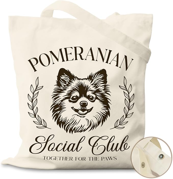 Dog Social Club Canvas Tote Bag, Travel & Daily Use, 16x14 Inch