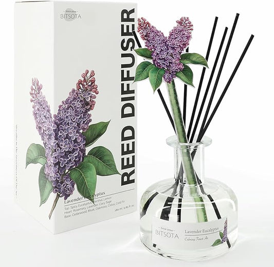 Lavender Eucalyptus Reed Diffuser Set, Large 9.85oz (280ml) Aroma Scented Oil Diffuser with Sticks, Long-Lasting Home Fragrance for Bedroom, Bathroom & Office Decor, Ideal Gift for Women