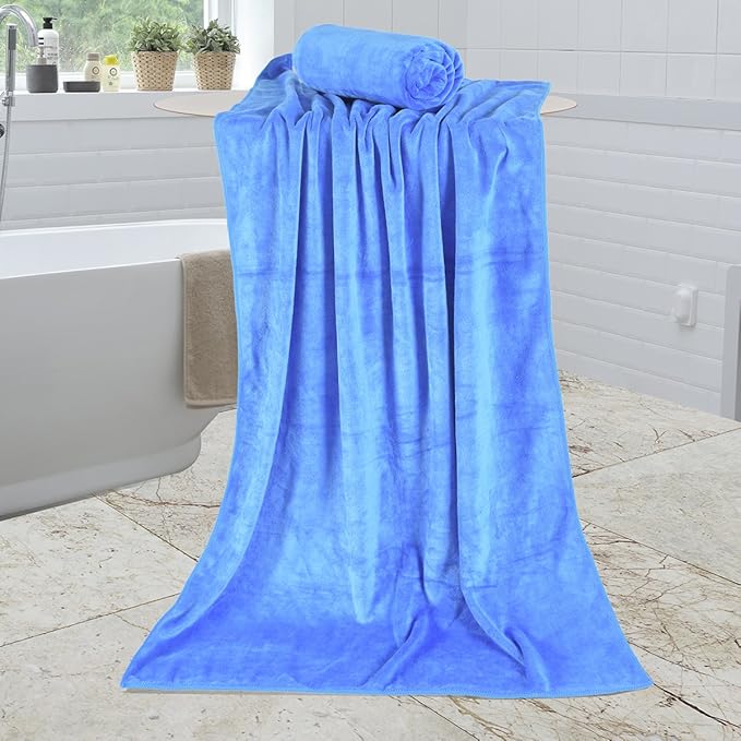 JML Bath Towel, Extra Large Microfiber Bathroom Towel Set 2 Pack 30" x 60" - Soft, Absorbent, Quick Dry, Lint Free, Fade Resistant, Odor Resistant, Use for Hair Wrap, Fitness, Sport, Yoga, Blue