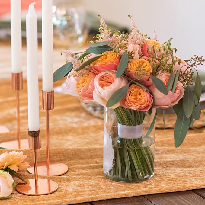 2Pcs Glass Vases for Centerpieces, Cylinder Flower Clear Vase Bulk Hurricane Candle Holder Fall Vase Filler Set with LED Light for Wedding Table Centerpieces Autumn Farmhouse Decoration