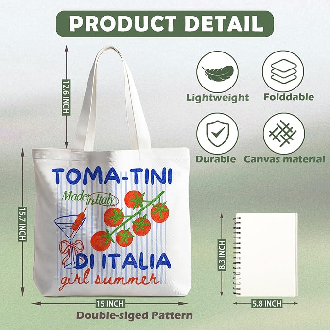 Animals-Flowers-Fruits-Bow Valentines Canvas Heart Tote Bag, Coquette Reusable Shopping Grocery Bags