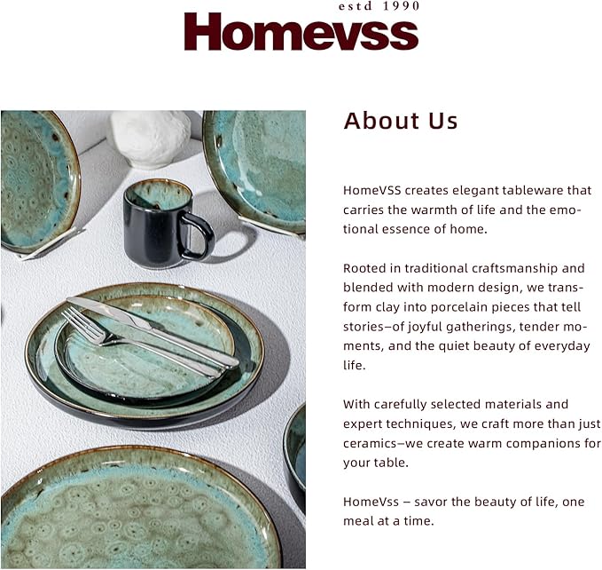 HomeVss 20-Piece Dinnerware Set - Serves 4, Reactive Glaze Bubble Green Plates & Bowls Set | Microwave & Dishwasher Safe Dishes Set