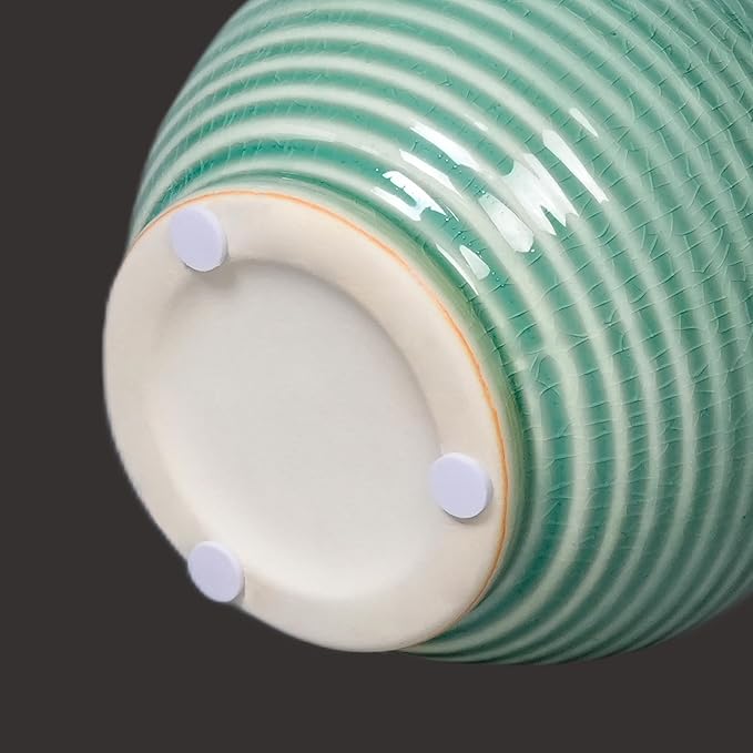 Sunddo Green Ceramic Vase 6 Inch - Small Decorative Vases with 1 Handle, Textured Modern Vase for Home Decor, Bathroom, Bedroom, Living Room, Centerpiece, Table Decor