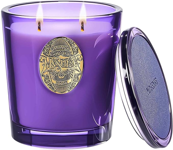 M&SENSE Large Two-Wick Soy Candle | Lavender Citrus & Purple | 19.8 oz, 120H Burn Time | Luxury Scented Candle for Relaxation, Gifting, Home Décor | Ideal for Bedroom, Office, Party Ambiance