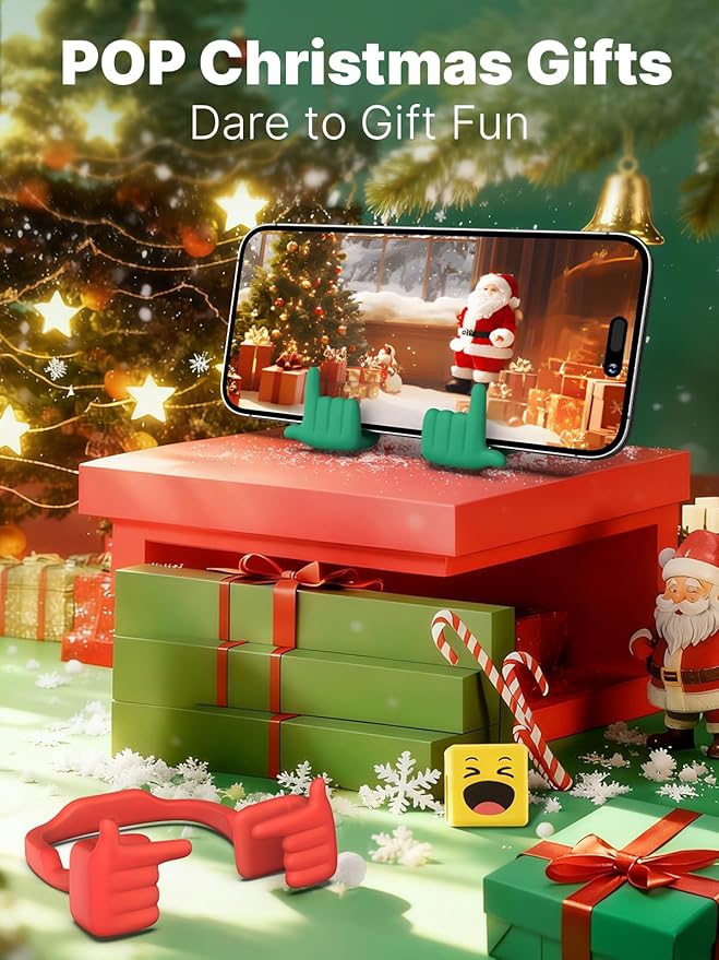 Stocking Stuffers for Teens Girls Boys Cell Phone Stand Patented Adjustable Shy Fingers Lazy Phone Holder for Desk Cool Gadgets Gifts Ideas for Adults Women Gifts for Christmas (Hot Pink)