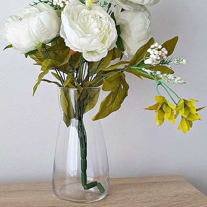 DARENYI Clear Glass Vase for Centerpieces, Home Decor, 8 inch Tall Large Opening Glass Flower Vase for Bouquet, Shelf, Centerpiece, Living Room, Office, Wedding or Gifts