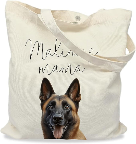 Dog Mama Tote Bag – Cute Dog Lover Canvas Bag, Reusable Shopping Shoulder Bag for Women, Pet Mom Gift,