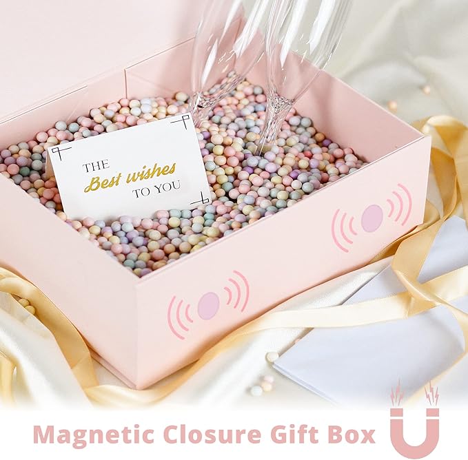 Luxury Large Gift Box 13.8"x9"x4.3" Storage Box Ribbon Magnetic Closure for Luxury Packaging Box for Mother's Day, Birthdays, Bridal Gifts,Weddings
