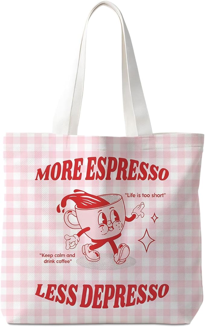 Animals-Flowers-Fruits-Bow Valentines Canvas Heart Tote Bag, Coquette Reusable Shopping Grocery Bags