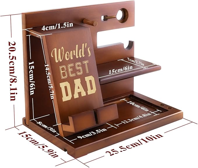 awofer Wooden Dad Docking Station Personalized Best Dad Gifts from Son Daughter Dads Birthday Ideas for Dad Bonus Dad Who Wants Nothing