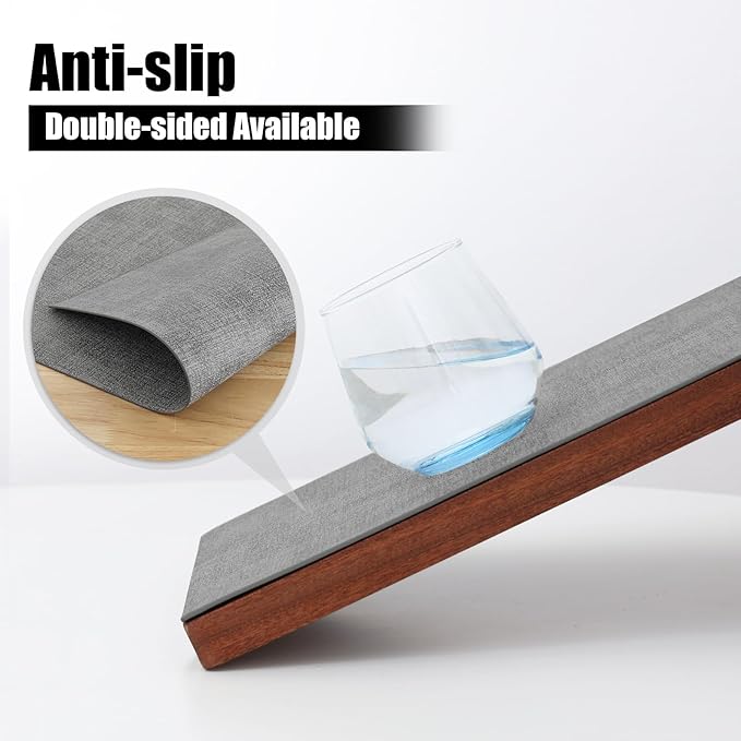 Homaxy Faux Leather Heat Resistant Placemats for Dining Table Set of 4, Waterproof Wipeable Washable PU Table Mats, Easy to Clean Anti-Slip Place Mats, 11.8" x 17", Light Grey