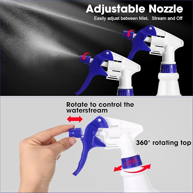 Eccliy 12 Pcs 16 Oz Plastic Spray Bottle, Adjustable Empty Reusable Sprayer for Cleaning, Planting, Water, Bathroom and Kitchen, BBQ, Commercial and Residential(Dark Blue,Original)