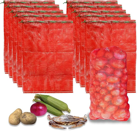 10Pcs 31'' x 20'' Extra Large Mesh Storage Produce Bags, Mesh Onion Bags, Reusable Breathable Drawstring Fresh Produce Storage Bag for Onions, Potatoes, Crawfish, Vegetables, Firewood, Holds 33lbs
