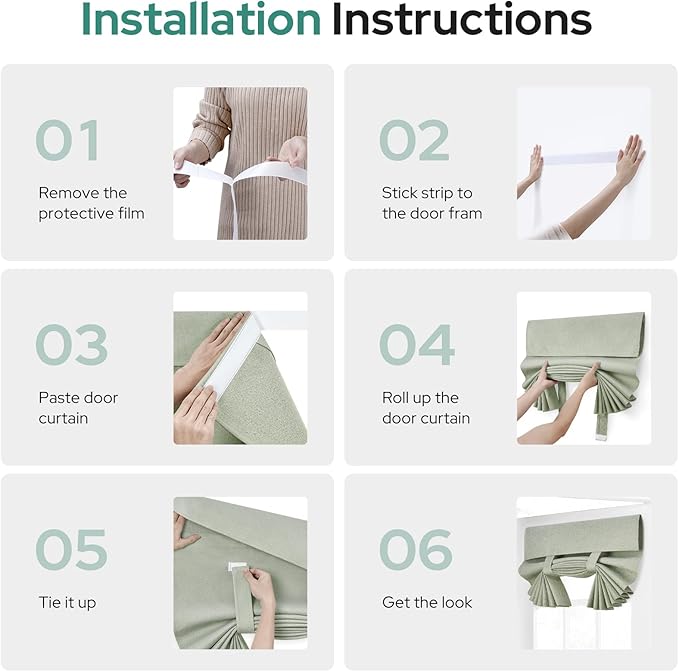 HOMEIDEAS 100% Linen Blackout French Door Curtains, Privacy Door Window Curtains, 26 X 68 Inch Room Darkening Blinds, Thermal Insulated Shades for Bedroom, 1 Panel, Sage Green