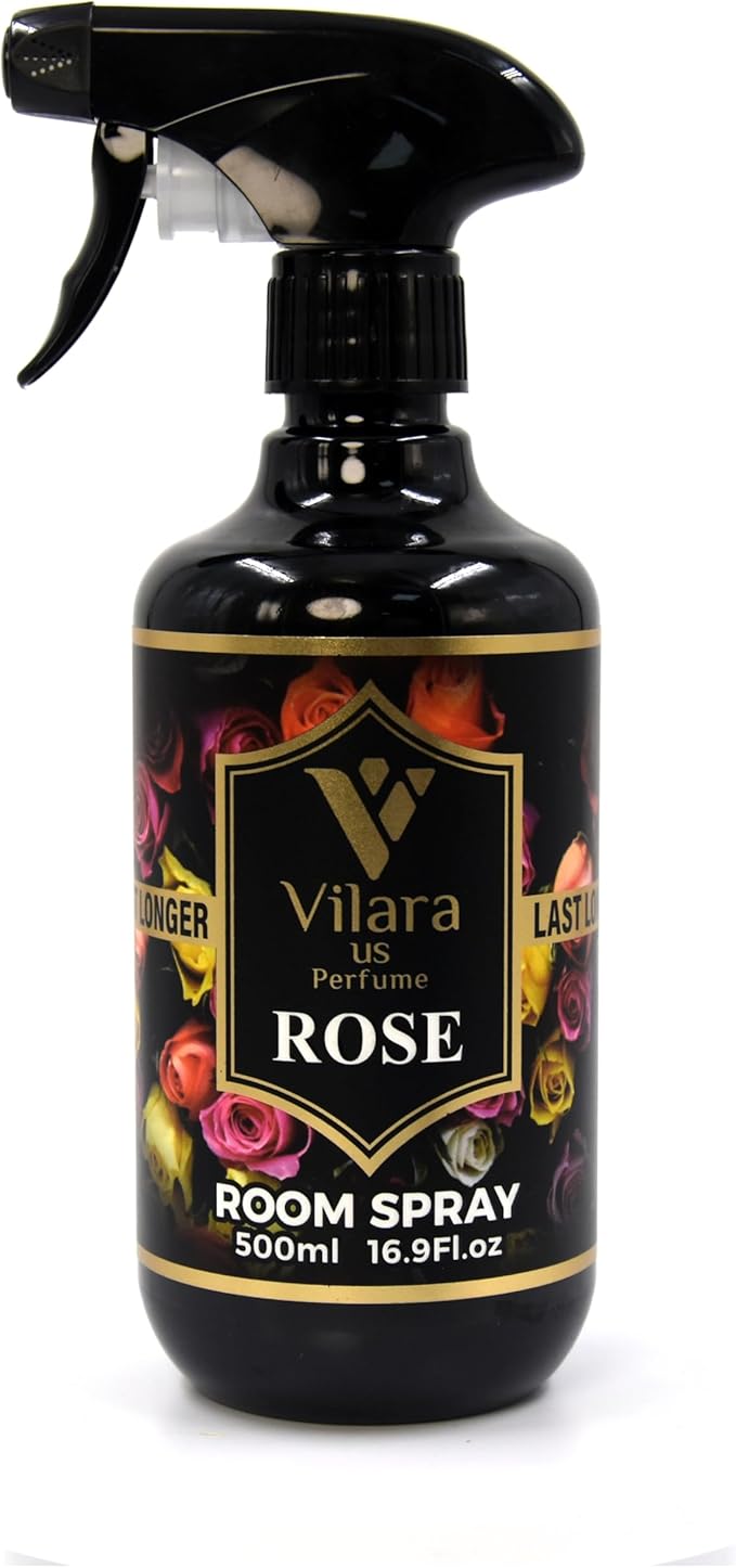 Vilara US Room Spray Freshener – Long-Lasting Luxury Perfume Scent, Linen & Fabric Spray for Bedding, Furniture, Home & Bedroom Aromatherapy – 16.9 fl oz (Rose)
