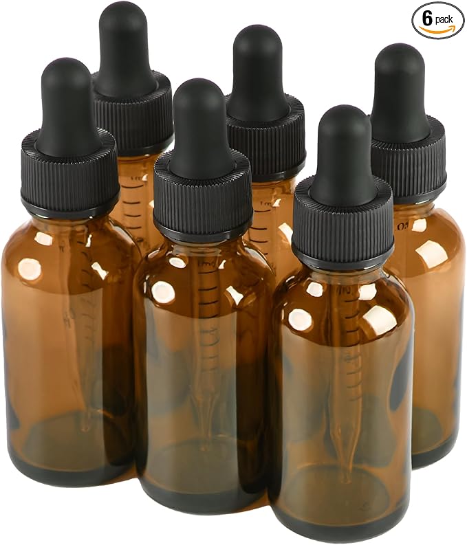 6 Pcs 1oz Amber Glass Eye Dropper Bottle, Tincture Bottles With Leak-Proof Design, Stronger Suction for All Kinds of Mixed Liquids