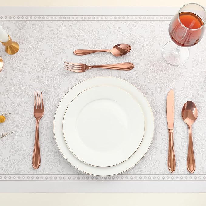 Rose Gold Silverware Set,20-Piece Stainless Steel Flatware for 4, Heavy-Duty 18/0 Stainless Steel Utensils,Mirror Polished Dishwasher Safe for Home & Kitchen Dining