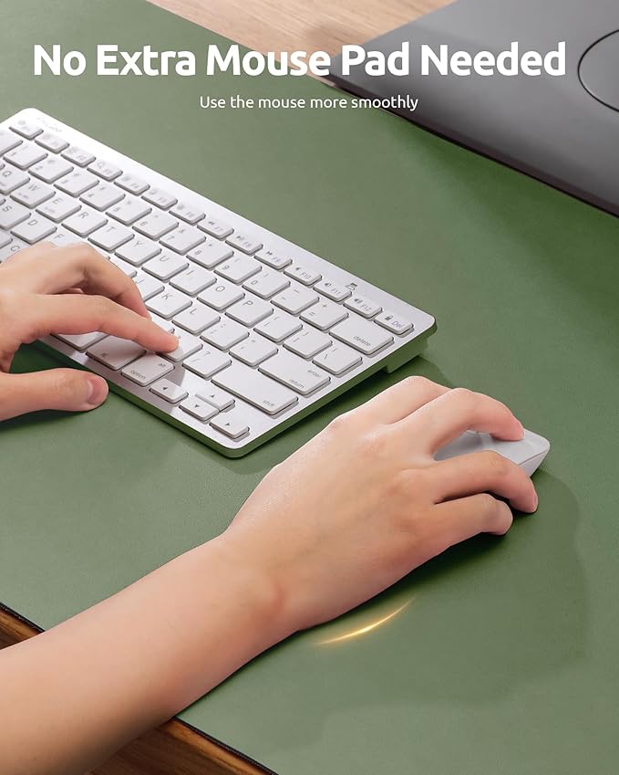 YSAGi Leather Desk Protector, Office Mat, Large Mouse Mat, Non-Slip PU Leather Blotter, Laptop Desk, Waterproof Writing Pad for Office and Home (Bamboo Green, 35.4" x 17")