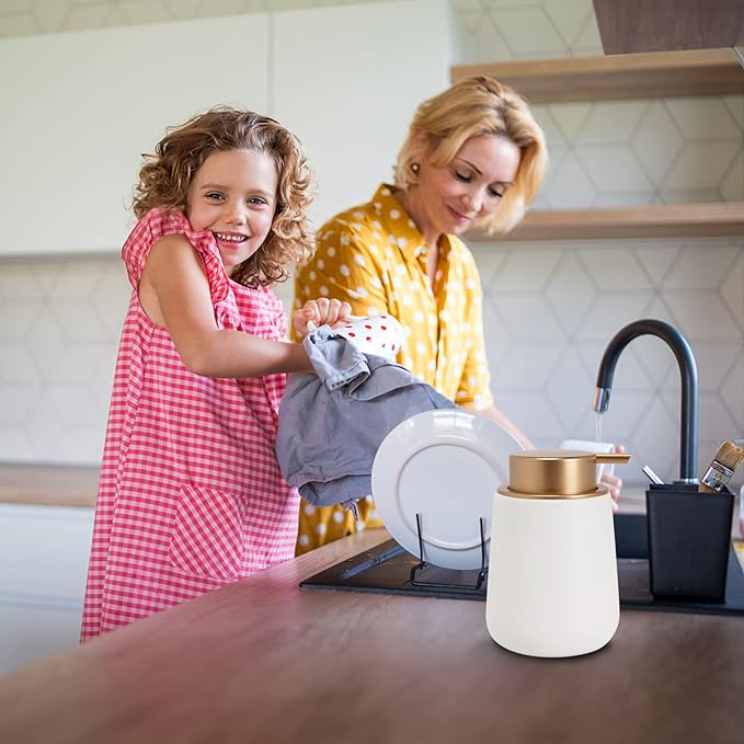 Soap Dispenser Ceramic with Easy-to-Press Pump Hand Lotion Liquid Dispenser for Shampoo Bathroom Kitchen 12 oz