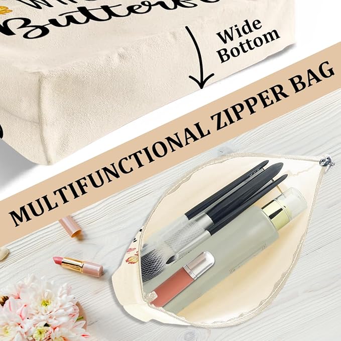 A Girl Loves Butterflies, Butterfly Decor Stuff Accessories, Butterfly Gifts for Women, Cute Canvas Tote Bag Makeup Bag for Women Friend Birthday Weekender Wedding Beach Shopping Mothers Day Christmas