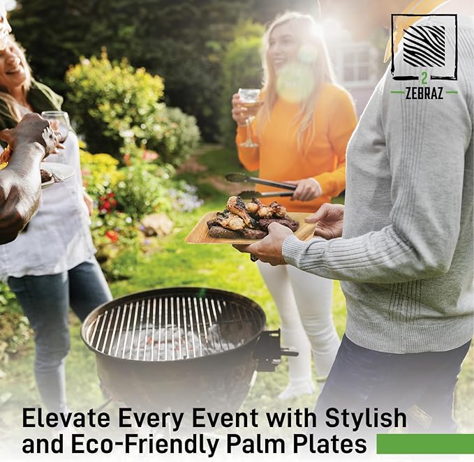 Premium 10” Palm Leaf Disposable Plates – Set of 50, Heavy-Duty Dinner Plates, Natural Plastic Alternative, Compostable & Microwave Safe for Weddings, Parties & Events