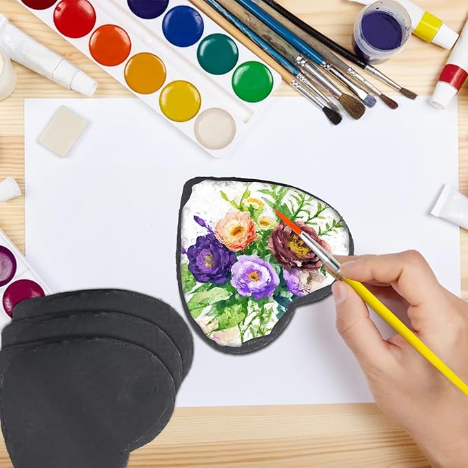 30 Pack 4 Inch Heart Slate Coasters,Black Slate Drinks Coasters, with Anti-Scratch Bottom, Ideal for Home Decor, Bar, Housewarming Gifts, and Laser Engraving KUKLIPJIM