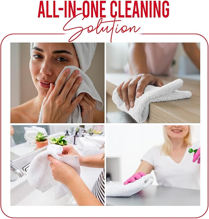 DAN RIVER 100% Cotton Wash Cloths 24 Pack [12x12] Soft & Absorbent Bath wash Cloths, Gym, Hotels & Spa Perfect for Everyday Use Fingertip Towels, Red