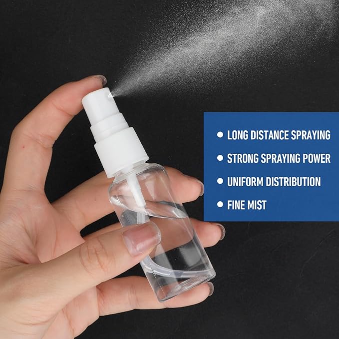 90PCS Small Travel Spray Bottle Bulk 1oz/30ml Clear Fine Mist Spray Bottles Plastic Refillable Mini Empty Bottles for Toiletries Perfume Plant Care Home Cleaning