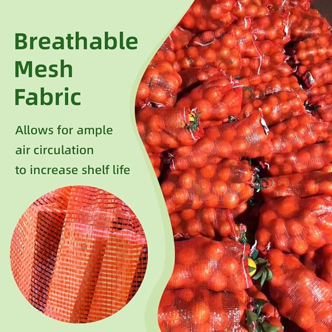 Extra Large Mesh Produce Bags 60 lbs Reusable Onion Sacks Vegetable Storage Bags Washable Net Bag 21” x 32” for Onion Potato Firewood Crawfish, Pack of 10