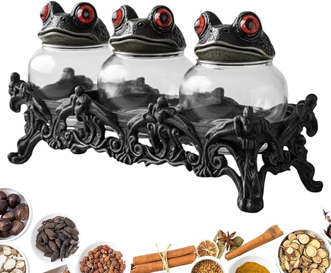 Seasoning Box | Gothic Apothecary Canister,Glass Candy Jar with Lid,for Kitchen Pantry Cabinet Counter Food Home House Camping