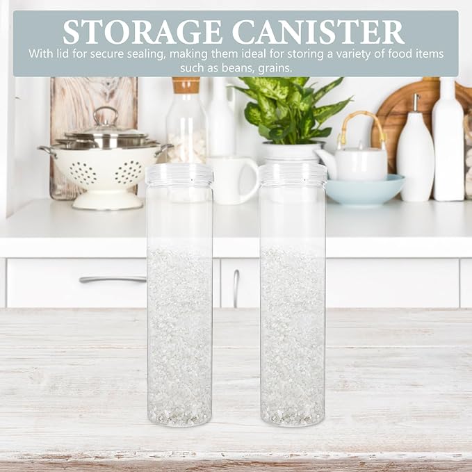 Angoily 3Pcs Transparent PET Round Kitchen Canisters with Sealing Lids Food Storage Containers for Grain Pasta Flour Cereal Food Storage Organization