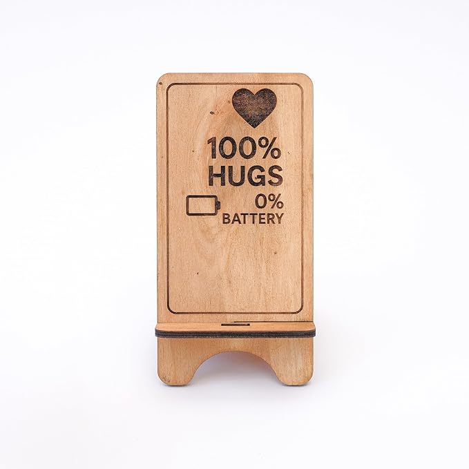 Design Your Own Phone Stand Personalized Wooden Holder Custom Pet Name Engraved Handmade Desk and Home Accessory Gift (100% Hug)